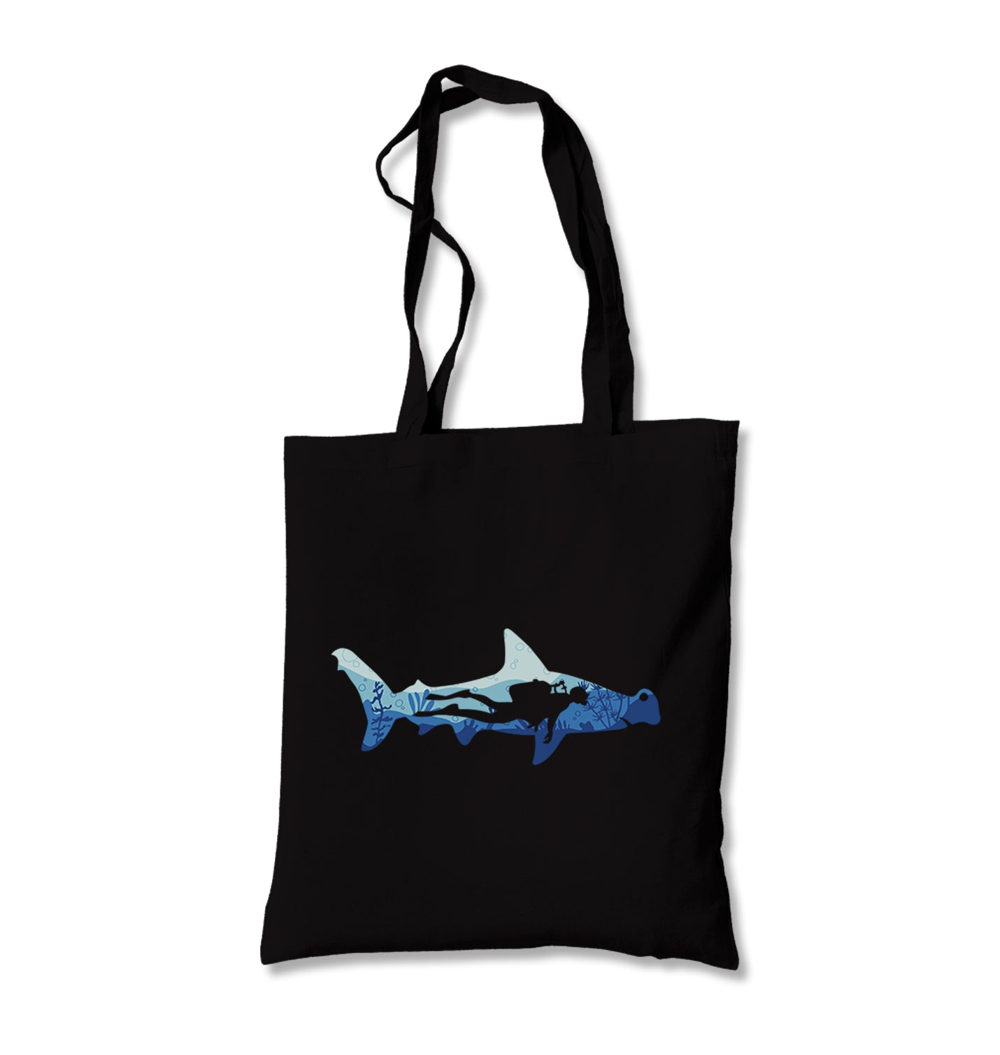 Diver Underwater in a Shark Silhouette Canvas Totebag - Premium  from Wenswind - Just 4990! Shop now at W.E.N.S. WIND