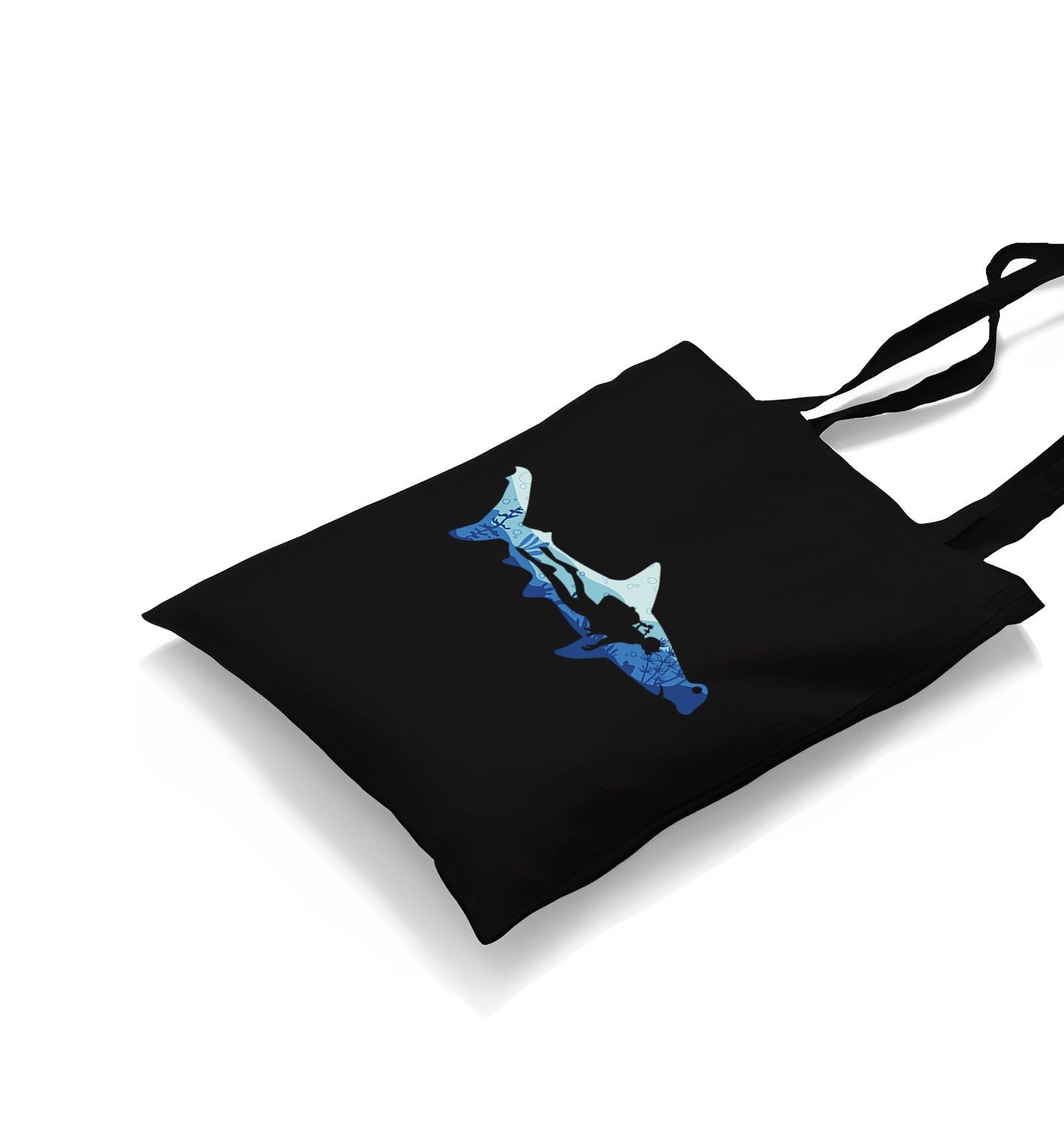 Diver Underwater in a Shark Silhouette Canvas Totebag - Premium  from Wenswind - Just 4990! Shop now at W.E.N.S. WIND