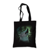 Wolf Howling in a Green Light Forest Canvas Totebag - Premium  from Wenswind - Just 4990! Shop now at W.E.N.S. WIND