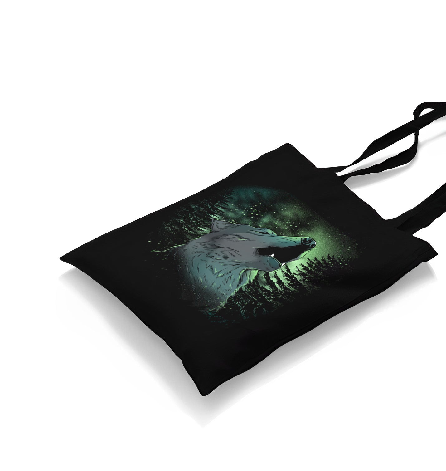 Wolf Howling in a Green Light Forest Canvas Totebag - Premium  from Wenswind - Just 4990! Shop now at W.E.N.S. WIND