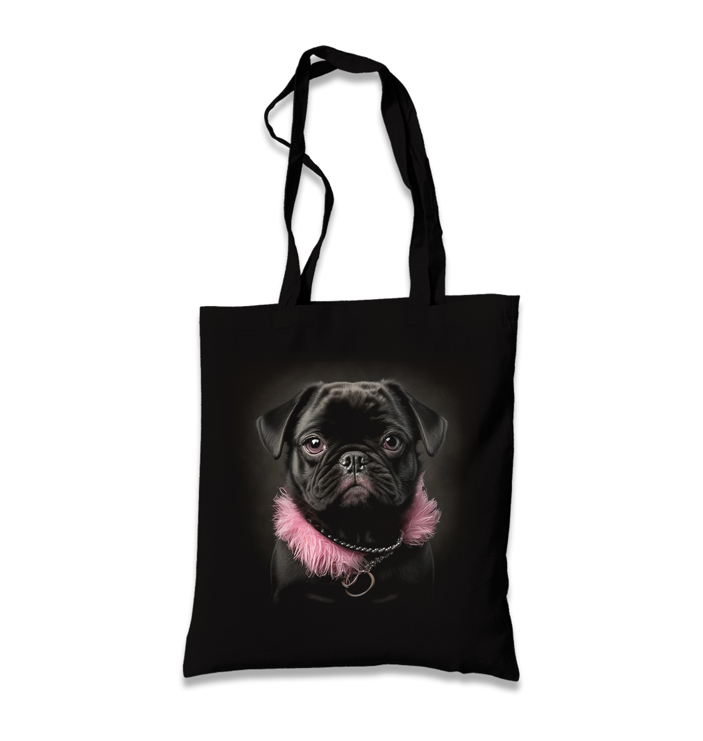 Dog Wearing Pink Fur Black Canvas Totebag - Premium  from W.E.N.S. WIND - Just 4990! Shop now at W.E.N.S. WIND