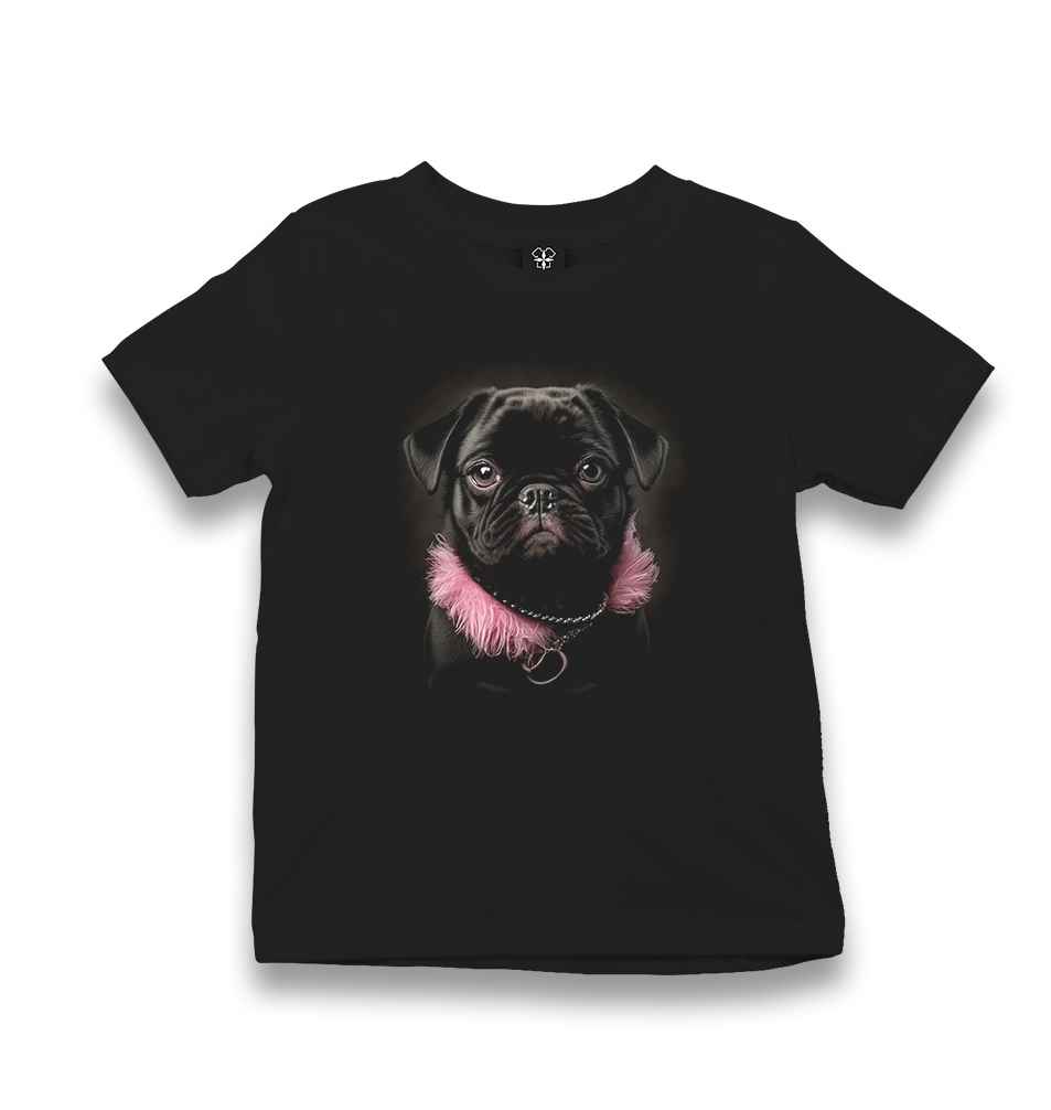 Dog Wearing Pink Fur Kid's Black T-shirt - Premium  from W.E.N.S. WIND - Just 5990! Shop now at W.E.N.S. WIND