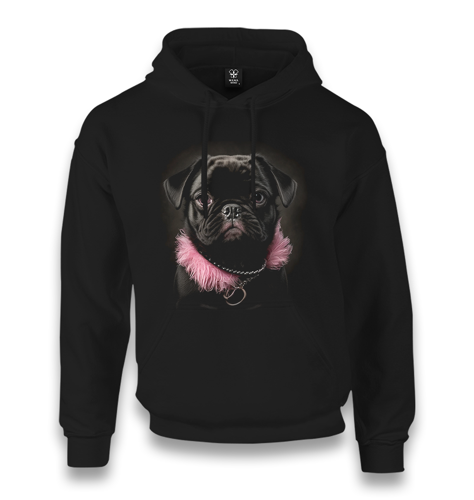 Dog Wearing Pink Fur Unisex Black Hoodie - Premium  from W.E.N.S. WIND - Just 11990! Shop now at W.E.N.S. WIND