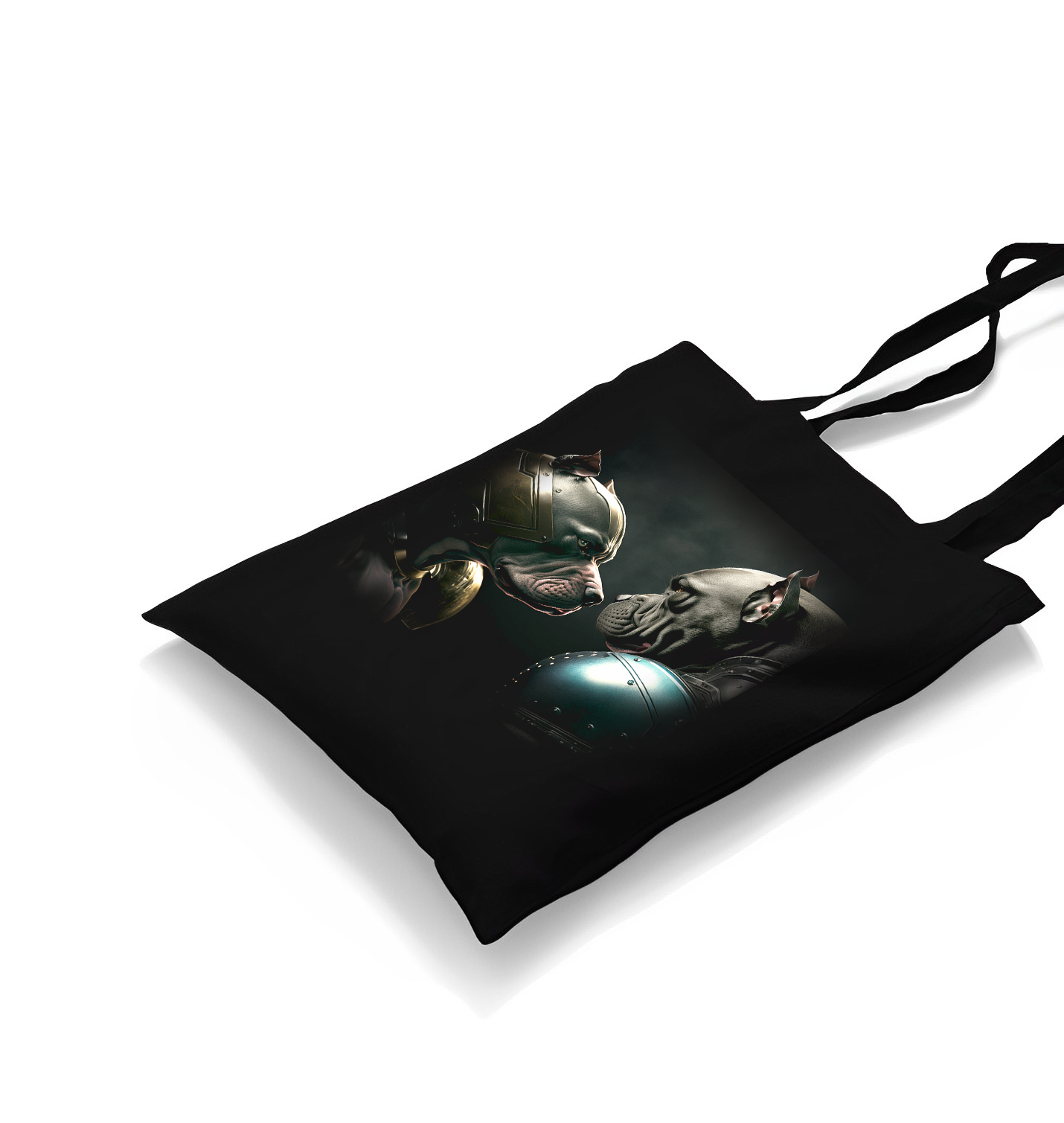 Dogs in Fight Black Canvas Totebag - Premium  from W.E.N.S. WIND - Just 4990! Shop now at W.E.N.S. WIND