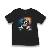 DJ Dog with Headphone Playing the Board Kid's Black T-shirt - Premium  from W.E.N.S. WIND - Just 5990! Shop now at W.E.N.S. WIND