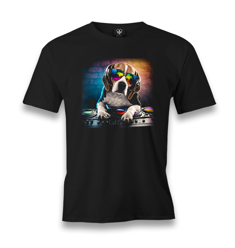 DJ Dog with Headphone Playing the Board Men's Black Tshirt - Premium  from W.E.N.S. WIND - Just 6490! Shop now at W.E.N.S. WIND