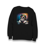 DJ Dog with Headphone Playing the Board Kid's Black Sweatshirt - Premium  from W.E.N.S. WIND - Just 7990! Shop now at W.E.N.S. WIND