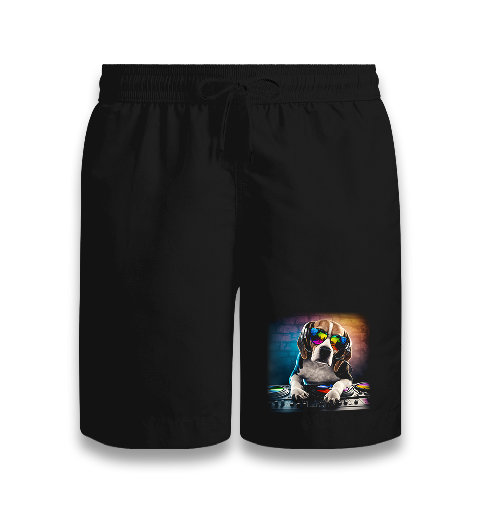 DJ Dog with Headphone Playing the Board Black Shorts - Premium  from W.E.N.S. WIND - Just 7990! Shop now at W.E.N.S. WIND