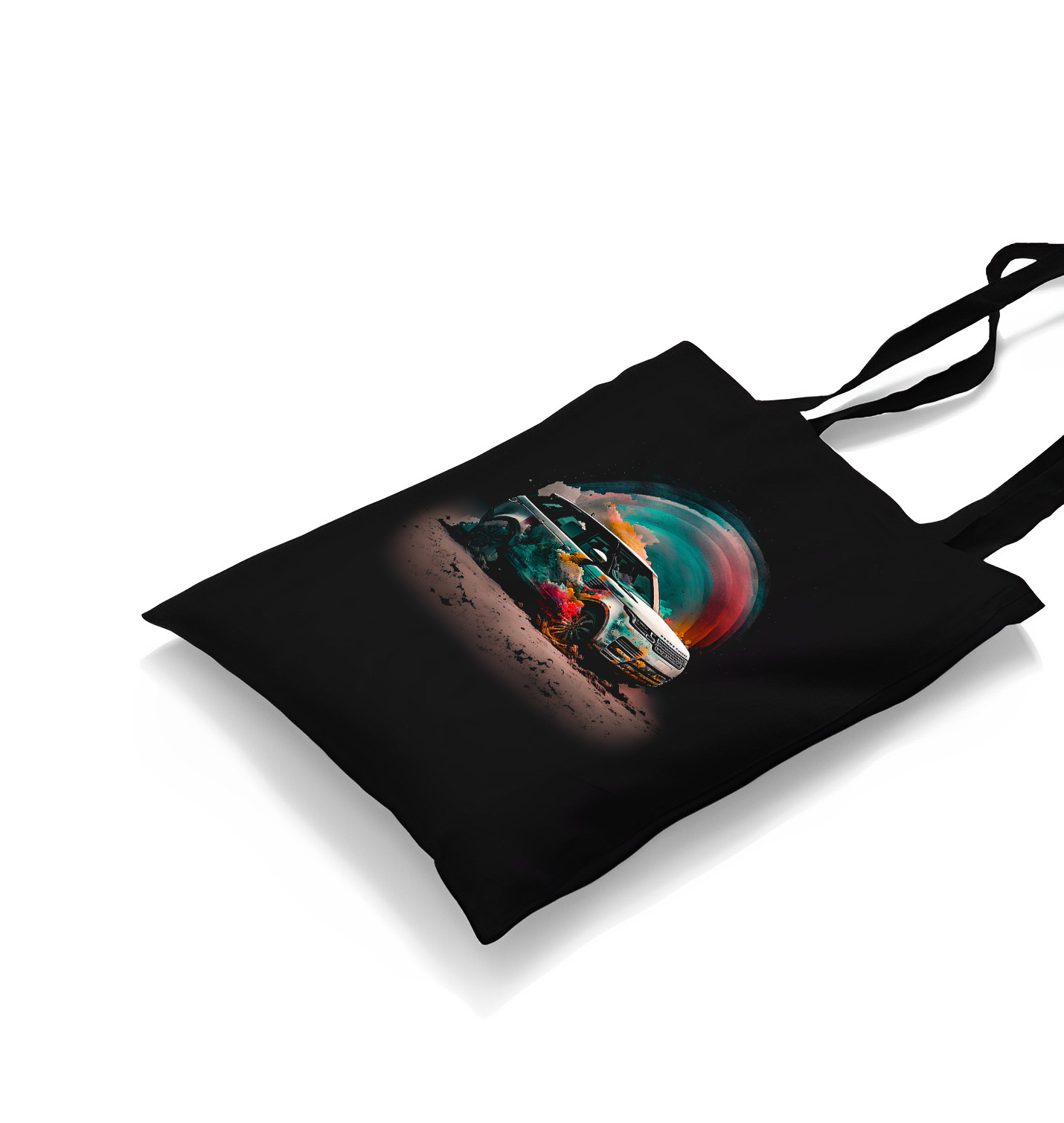 Offroad Car with Colorful Dust Background Black Canvas Totebag - Premium  from W.E.N.S. WIND - Just 4990! Shop now at W.E.N.S. WIND