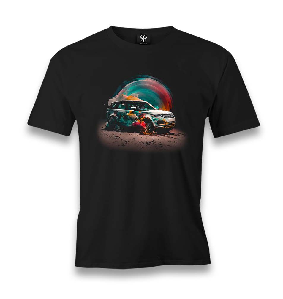 Offroad Car with Colorful Dust Background Men's Black Tshirt - Premium  from W.E.N.S. WIND - Just 6490! Shop now at W.E.N.S. WIND