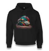 Offroad Car with Colorful Dust Background Unisex Black Hoodie - Premium  from W.E.N.S. WIND - Just 11990! Shop now at W.E.N.S. WIND