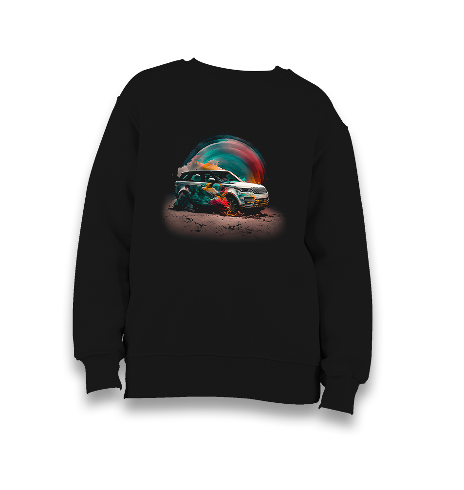 Offroad Car with Colorful Dust Background Kid's Black Sweatshirt - Premium  from W.E.N.S. WIND - Just 7990! Shop now at W.E.N.S. WIND