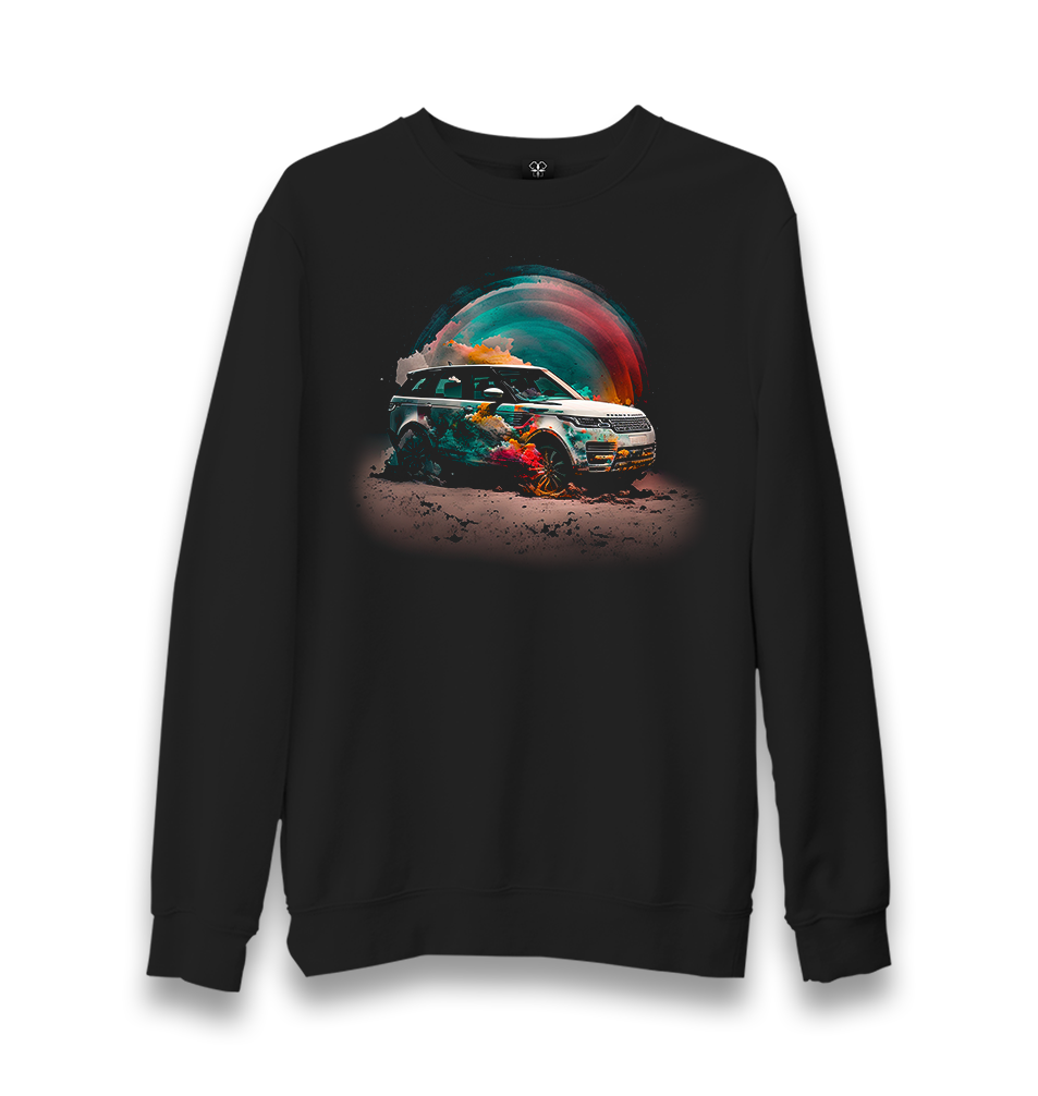 Offroad Car with Colorful Dust Background Unisex Black Sweatshirt - Premium  from W.E.N.S. WIND - Just 10990! Shop now at W.E.N.S. WIND