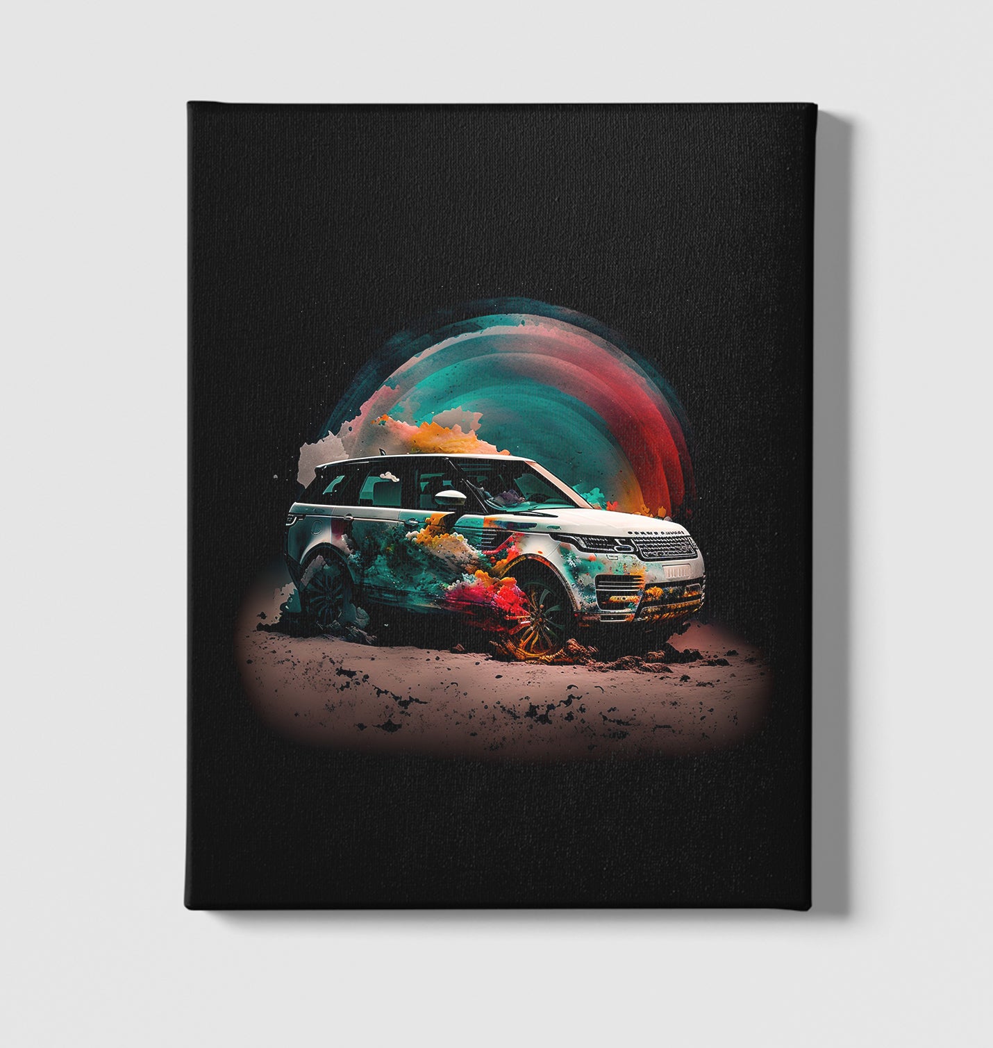 Offroad Car with Colorful Dust Background Black Canvas Wall Art 35x40cm - Premium  from W.E.N.S. WIND - Just 7990! Shop now at W.E.N.S. WIND