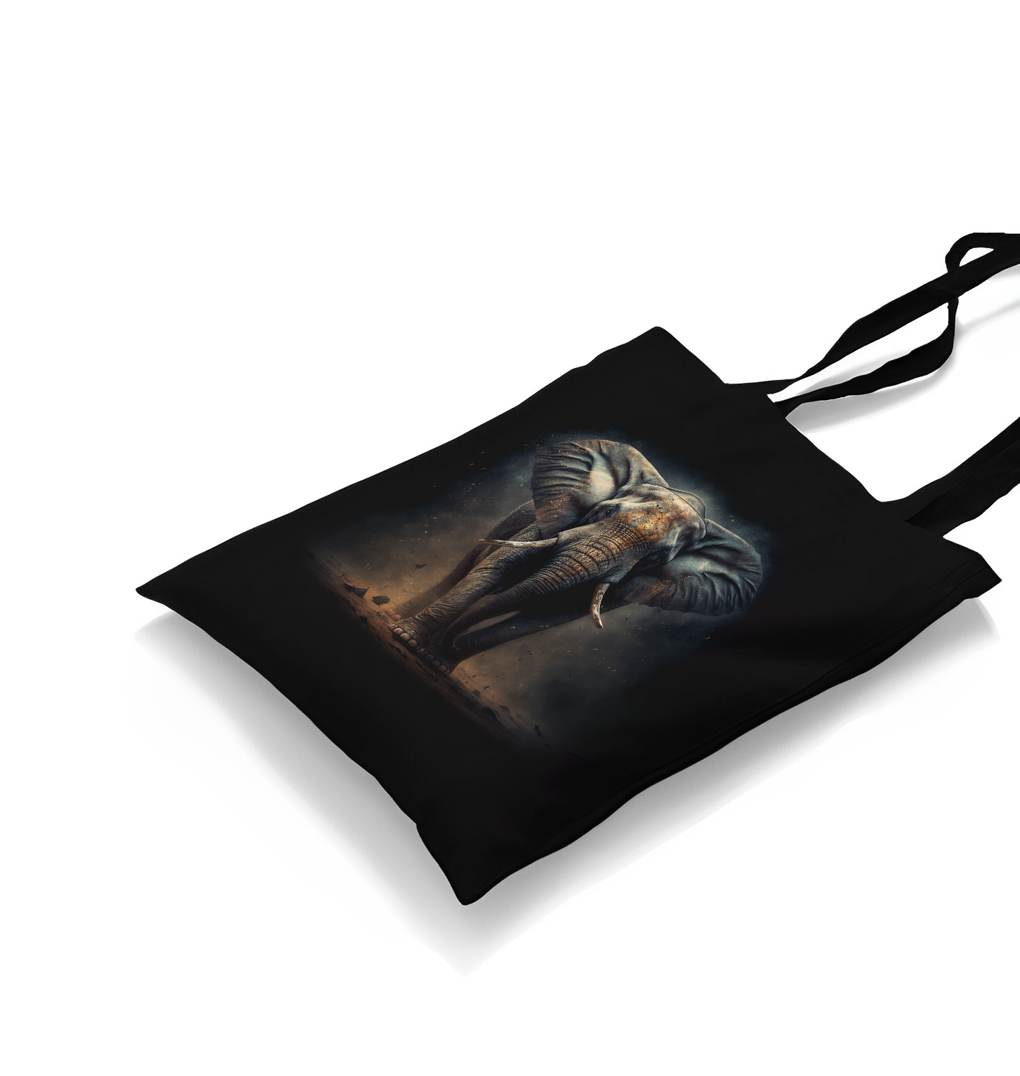 Elephant Walking in the Dust Black Canvas Totebag - Premium  from W.E.N.S. WIND - Just 4990! Shop now at W.E.N.S. WIND