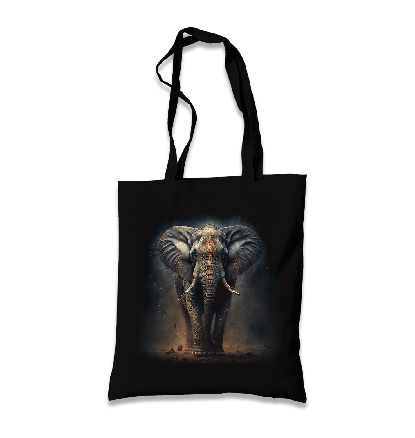Elephant Walking in the Dust Black Canvas Totebag - Premium  from W.E.N.S. WIND - Just 4990! Shop now at W.E.N.S. WIND