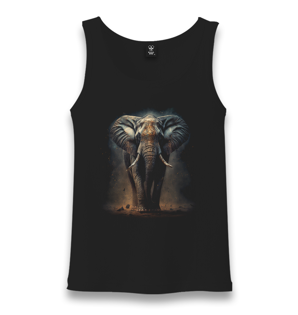 Elephant in the Jungle Unisex Black Tank Top - Premium  from W.E.N.S. WIND - Just 6490! Shop now at W.E.N.S. WIND