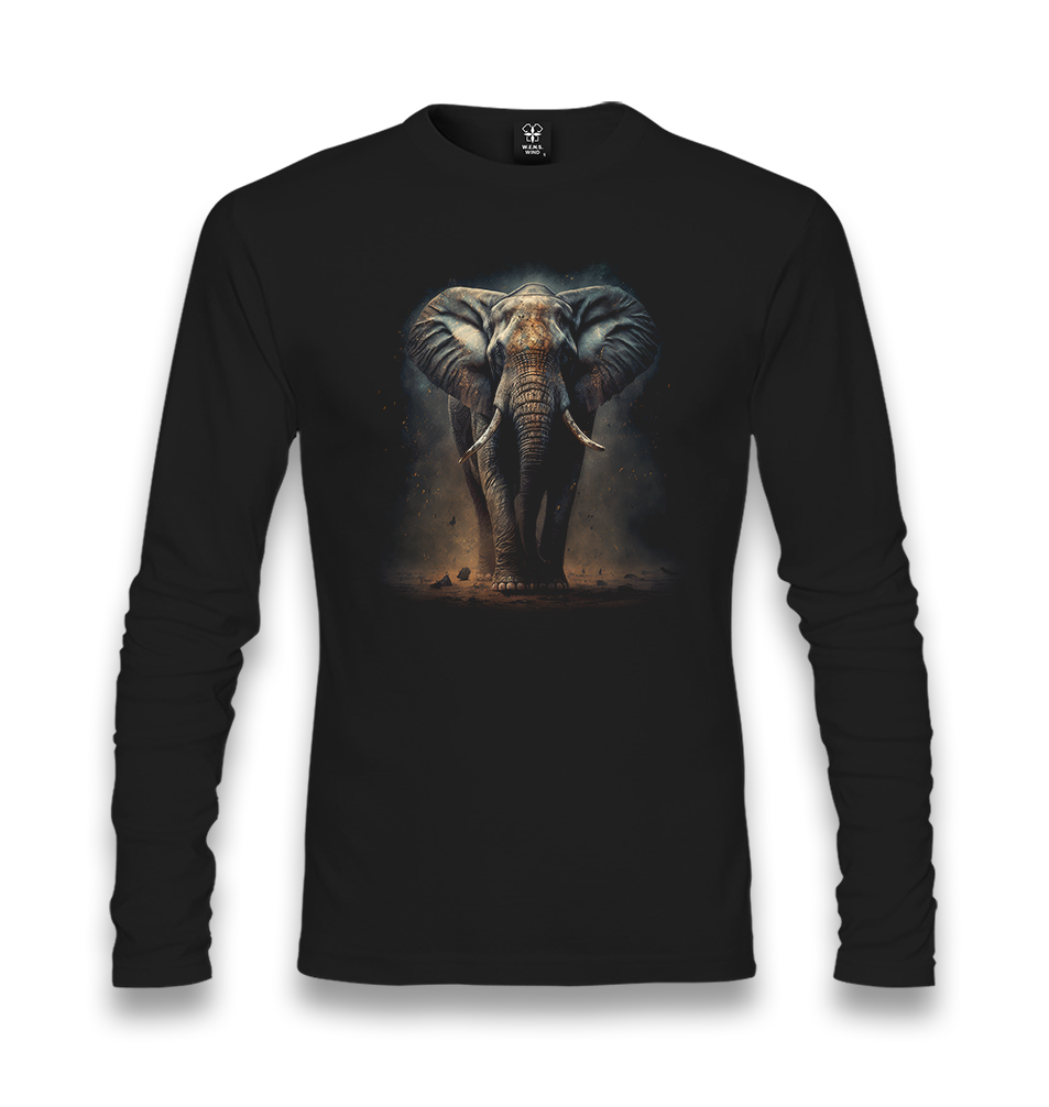 Elephant in the Jungle Unisex Black Longsleeve - Premium  from W.E.N.S. WIND - Just 7990! Shop now at W.E.N.S. WIND