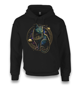 Magical Cat in Space with the Moon and Planets Unisex Black Hoodie - Premium  from W.E.N.S. WIND - Just 11990! Shop now at W.E.N.S. WIND