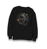 Magical Cat in Space with the Moon and Planets Kid's Black Sweatshirt - Premium  from W.E.N.S. WIND - Just 7990! Shop now at W.E.N.S. WIND