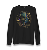 Magical Cat in Space with the Moon and Planets Unisex Black Sweatshirt - Premium  from W.E.N.S. WIND - Just 10990! Shop now at W.E.N.S. WIND