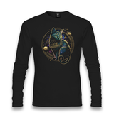 Magical Cat in Space with the Moon and Planets Unisex Black Longsleeve - Premium  from W.E.N.S. WIND - Just 7990! Shop now at W.E.N.S. WIND