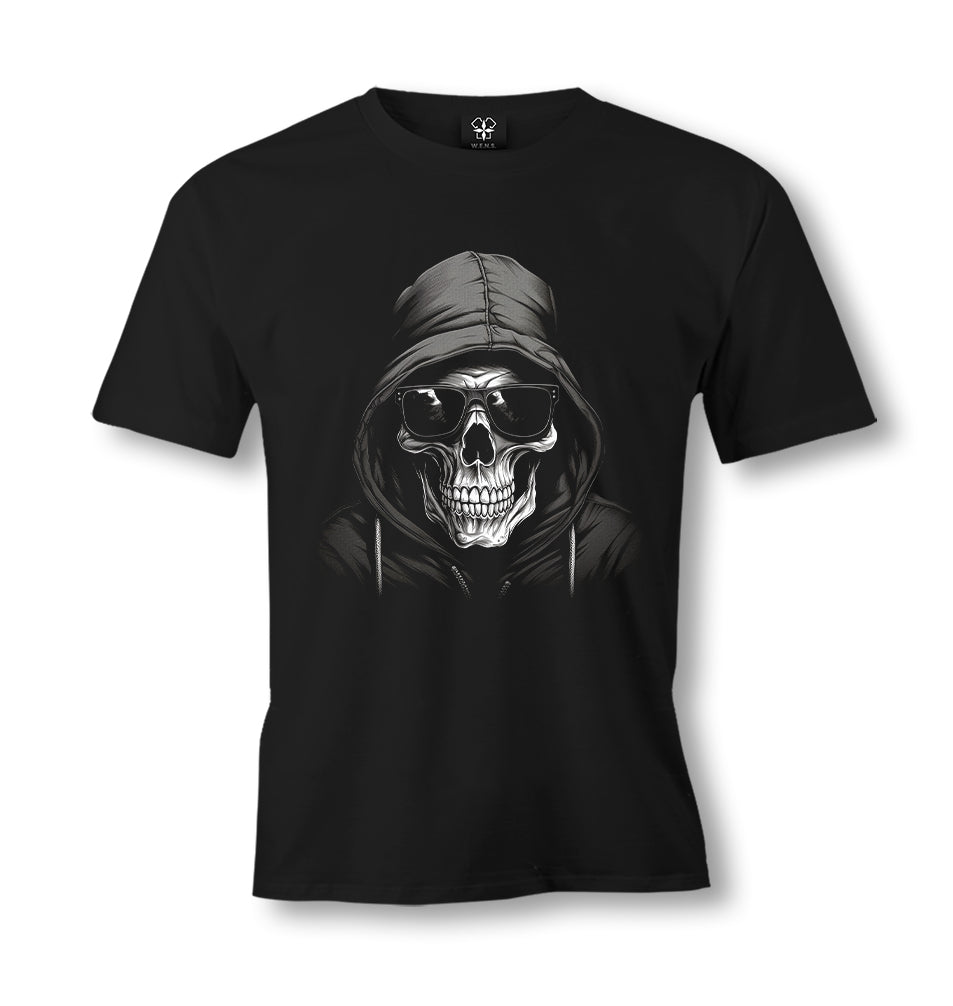 Skeleton with Sunglasses Wearing  Black Hoodie - ES5II48 Men's Black Tshirt - Premium  from W.E.N.S. WIND - Just 6490! Shop now at W.E.N.S. WIND