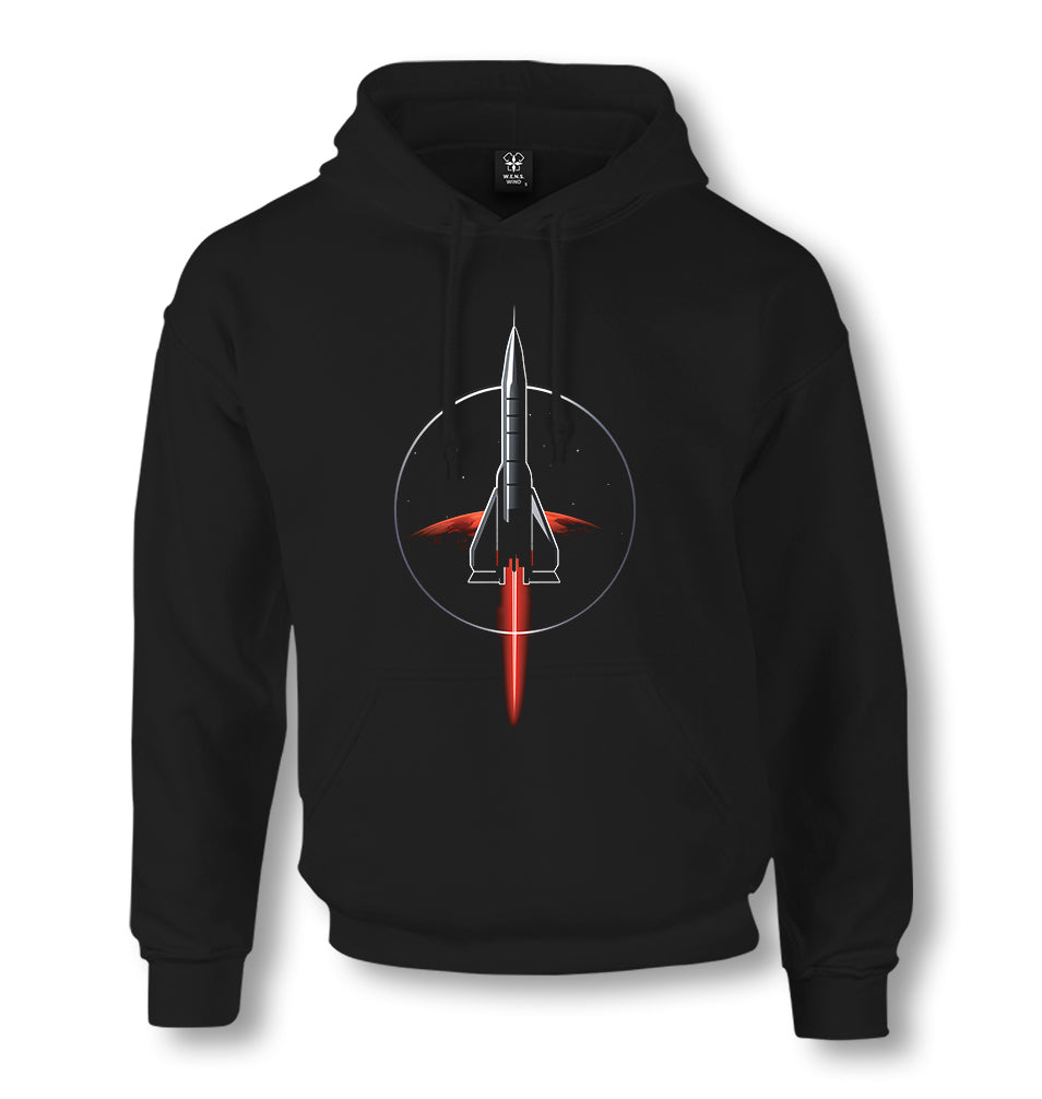 Space Rocket and the Red Planet - ES5251 Unisex Black Hoodie - Premium  from W.E.N.S. WIND - Just 11990! Shop now at W.E.N.S. WIND