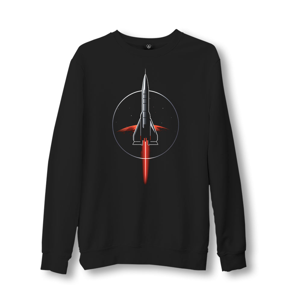 Space Rocket and the Red Planet - ES5251 Unisex Black Sweatshirt - Premium  from W.E.N.S. WIND - Just 10990! Shop now at W.E.N.S. WIND