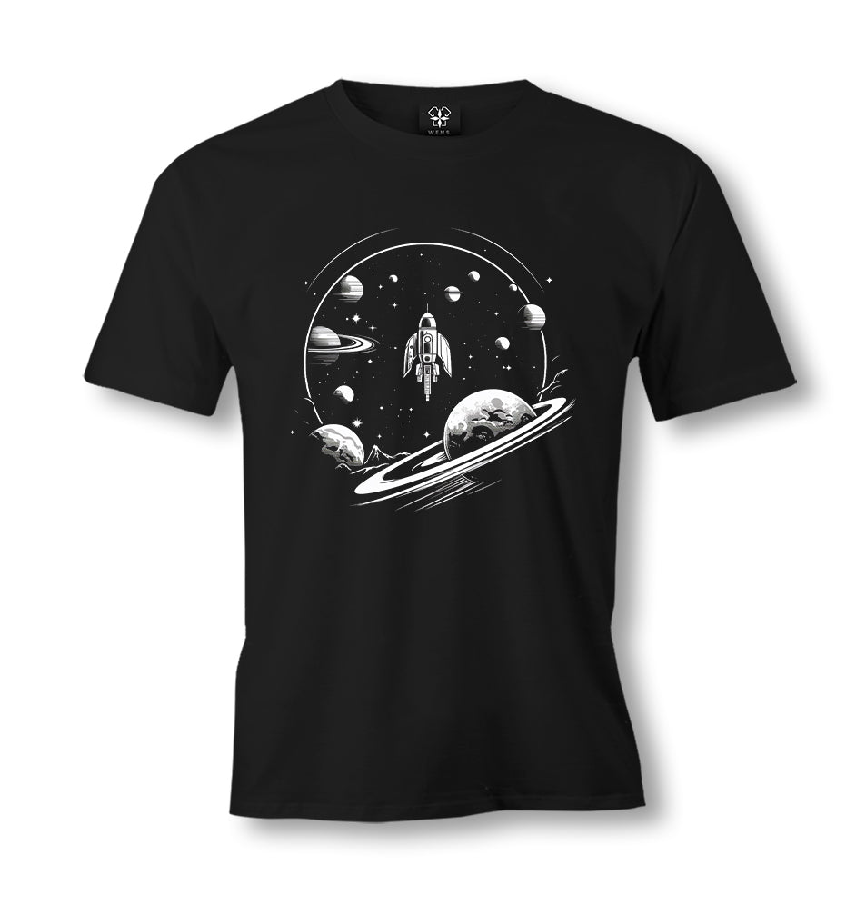 Space Rocket and the Planets - ES5II5II Men's Black Tshirt - Premium  from W.E.N.S. WIND - Just 6490! Shop now at W.E.N.S. WIND