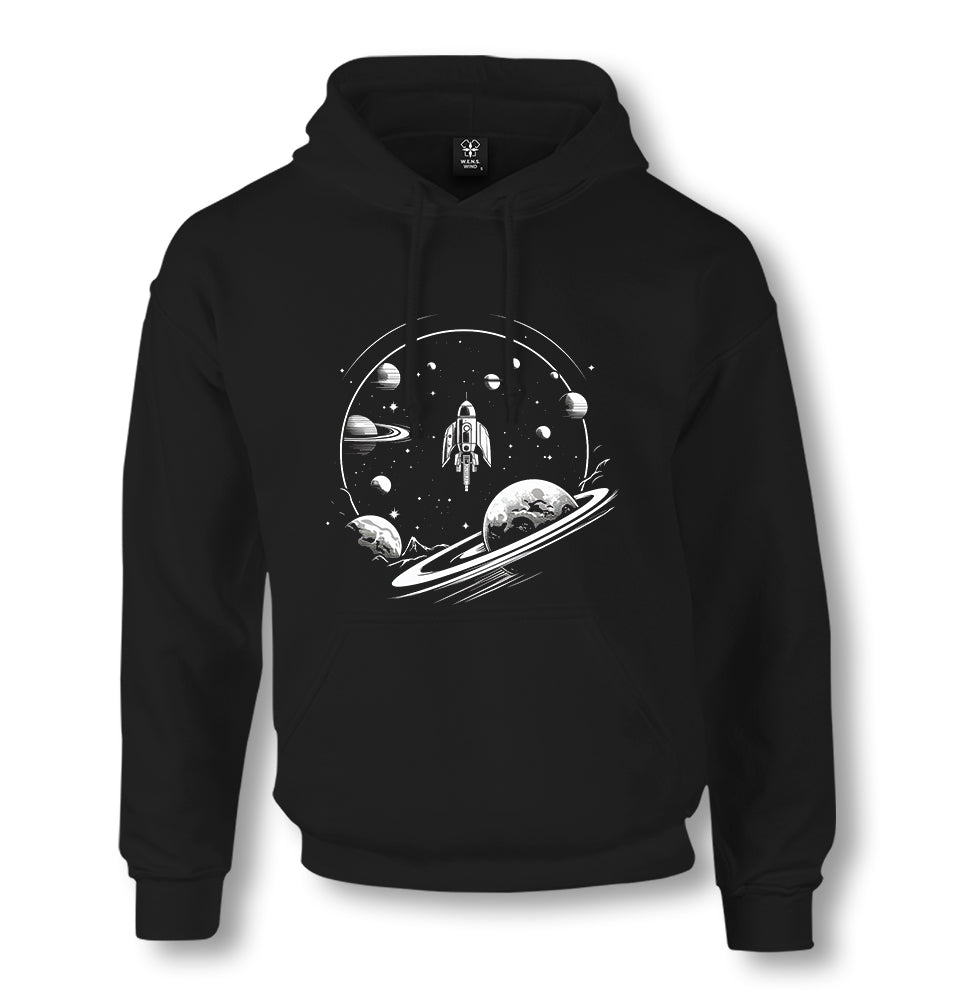 Space Rocket and the Planets - ES5252 Unisex Black Hoodie - Premium  from W.E.N.S. WIND - Just 11990! Shop now at W.E.N.S. WIND