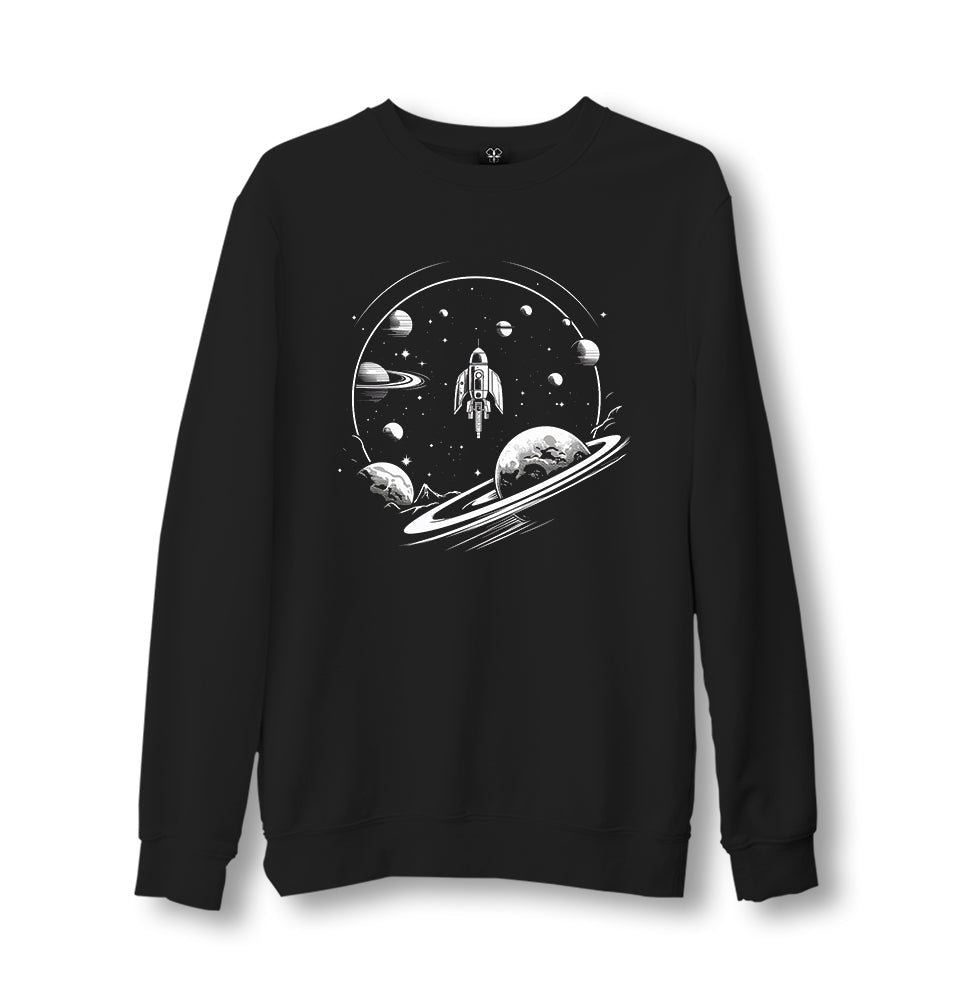 Space Rocket and the Planets - ES5252 Unisex Black Sweatshirt - Premium  from W.E.N.S. WIND - Just 10990! Shop now at W.E.N.S. WIND