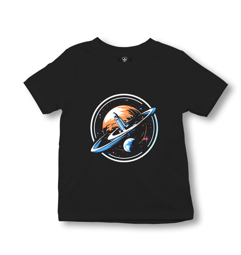 Space Rocket Going Out of the Orbit - ES5253 Kid's Black T-shirt - Premium  from W.E.N.S. WIND - Just 5990! Shop now at W.E.N.S. WIND