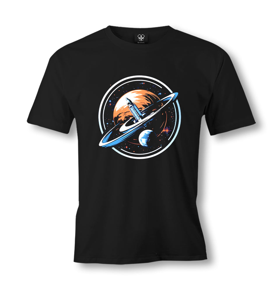 Space Rocket Going Out of the Orbit - ES5II53 Men's Black Tshirt - Premium  from W.E.N.S. WIND - Just 6490! Shop now at W.E.N.S. WIND