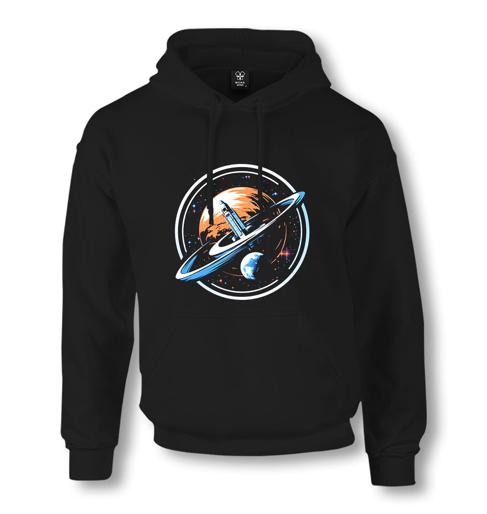 Space Rocket Going Out of the Orbit - ES5253 Unisex Black Hoodie - Premium  from W.E.N.S. WIND - Just 11990! Shop now at W.E.N.S. WIND