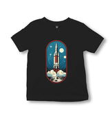 Space Rocket Taking off Cartoon Style - ES5254 Kid's Black T-shirt - Premium  from W.E.N.S. WIND - Just 5990! Shop now at W.E.N.S. WIND