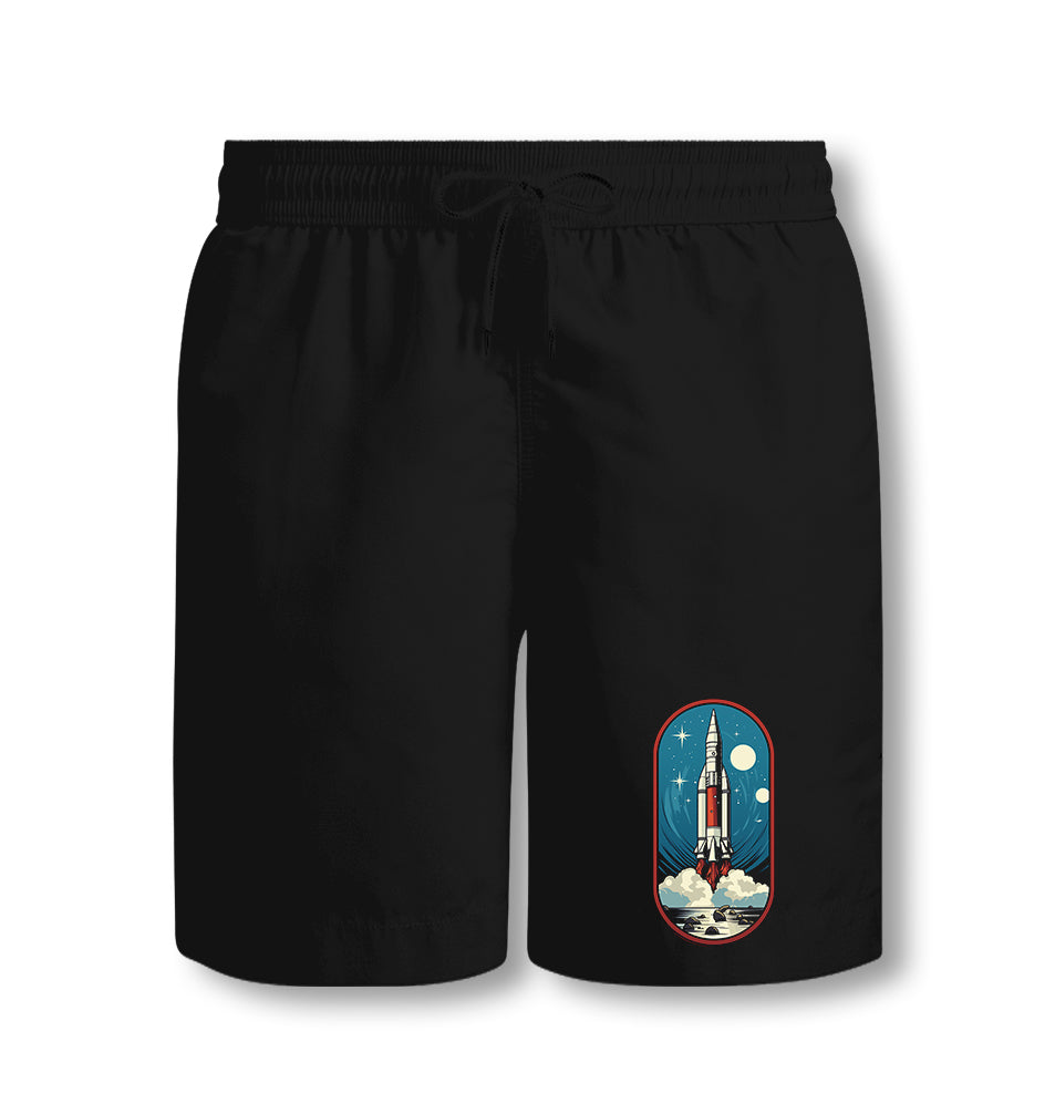 Space Rocket Taking off Cartoon Style - ES5254 Black Shorts - Premium  from W.E.N.S. WIND - Just 7990! Shop now at W.E.N.S. WIND