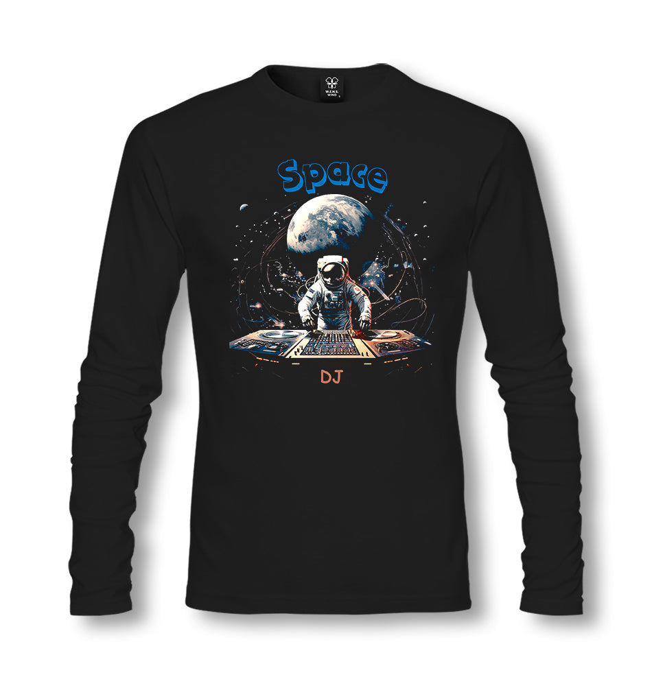 Astronaut DJ Playing Music in the Space Galaxy - ES5257 Unisex Black Longsleeve - Premium  from W.E.N.S. WIND - Just 7990! Shop now at W.E.N.S. WIND