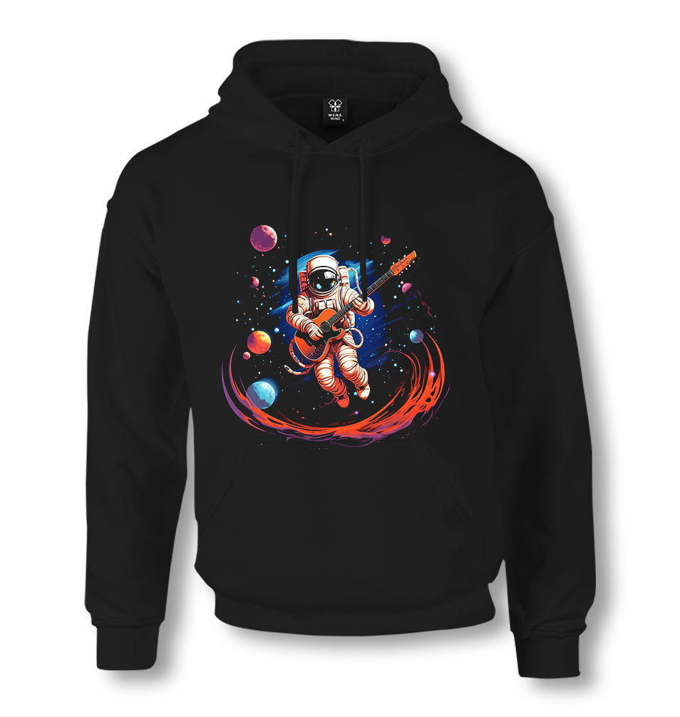 Musican Astronaut Playing Guitar in the Space Galaxy - ES5260 Unisex Black Hoodie - Premium  from W.E.N.S. WIND - Just 11990! Shop now at W.E.N.S. WIND