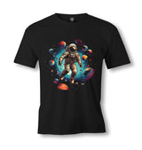 Planets Moving Around an Astronaut in the Galaxy - ES5II61 Men's Black Tshirt - Premium  from W.E.N.S. WIND - Just 6490! Shop now at W.E.N.S. WIND