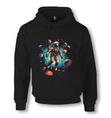 Planets Moving Around an Astronaut in the Galaxy - ES5261 Unisex Black Hoodie - Premium  from W.E.N.S. WIND - Just 11990! Shop now at W.E.N.S. WIND