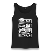 Eat Sleep Game Repeat Unisex Black Tank Top - Premium Unisex Tank Top from W.E.N.S. WIND - Just 6490! Shop now at W.E.N.S. WIND