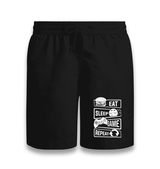 Eat Sleep Game Repeat Black Shorts - Premium Shorts from W.E.N.S. WIND - Just 7990! Shop now at W.E.N.S. WIND