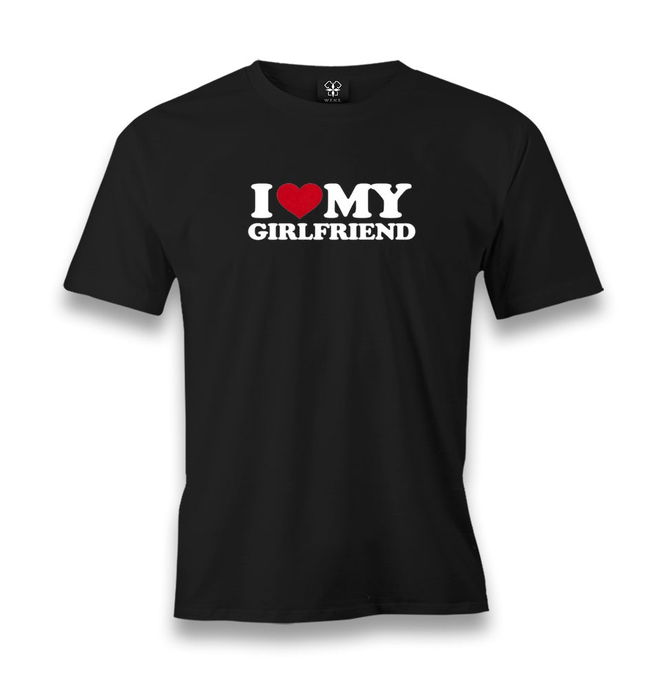 I Love My Girlfriend Men's Black T-shirt Graphic Print