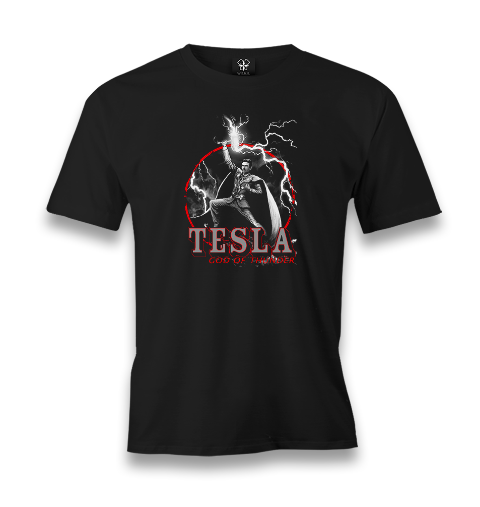 Tesla-God of Thunder Men's Black Tshirt - Premium  from W.E.N.S. WIND - Just 6490! Shop now at W.E.N.S. WIND