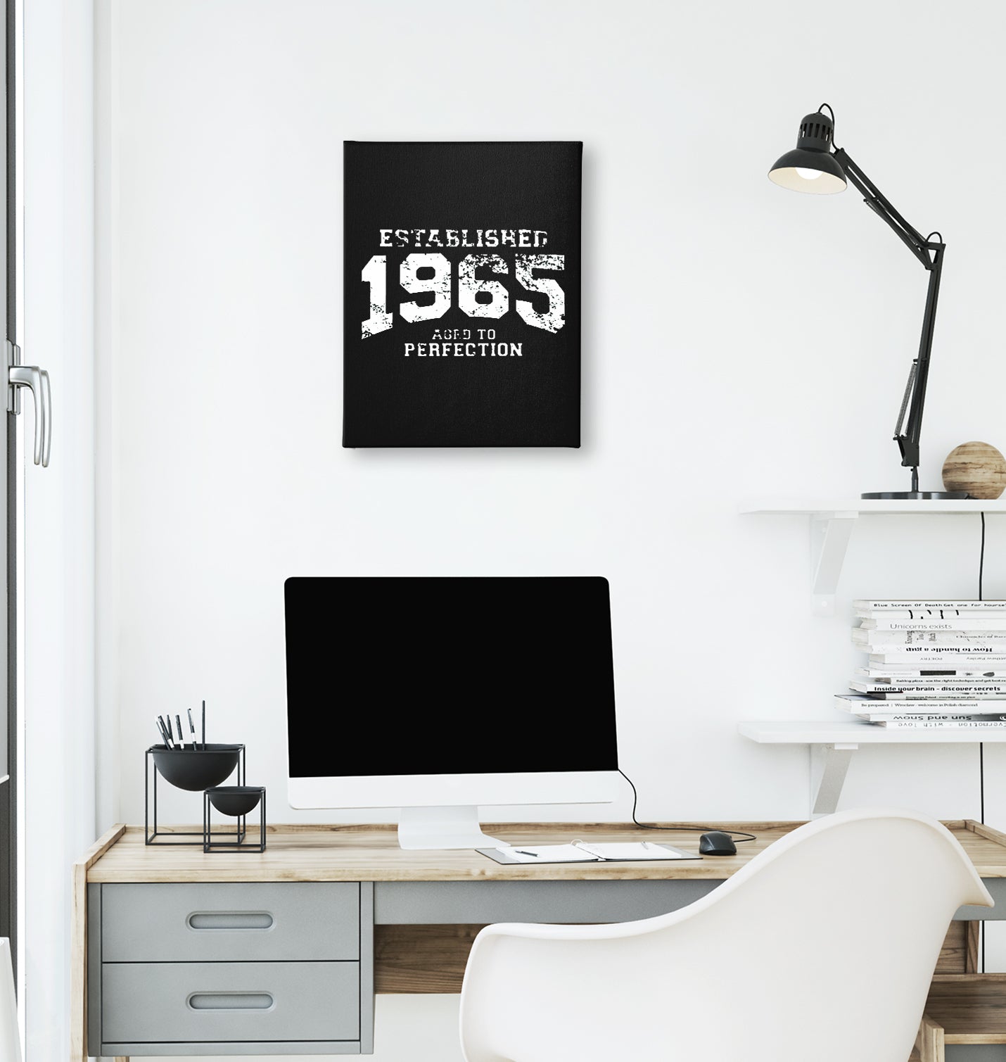 1965 Aged to Perfection Black Canvas Wall Art 35x40cm - Premium  from W.E.N.S. WIND - Just 7990! Shop now at W.E.N.S. WIND