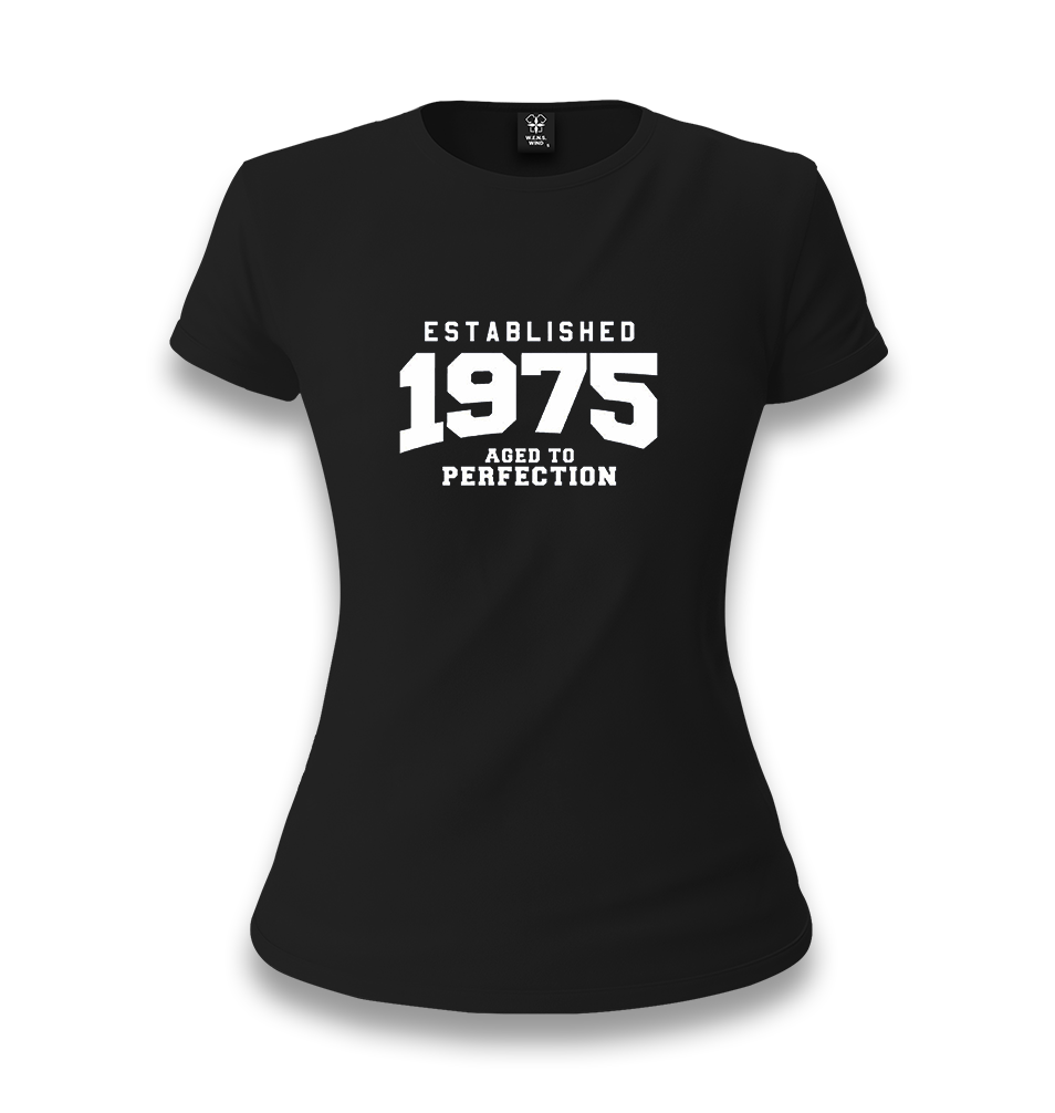 1975 Aged to Perfection Women's Black T-shirt - Premium  from W.E.N.S. WIND - Just 6490! Shop now at W.E.N.S. WIND