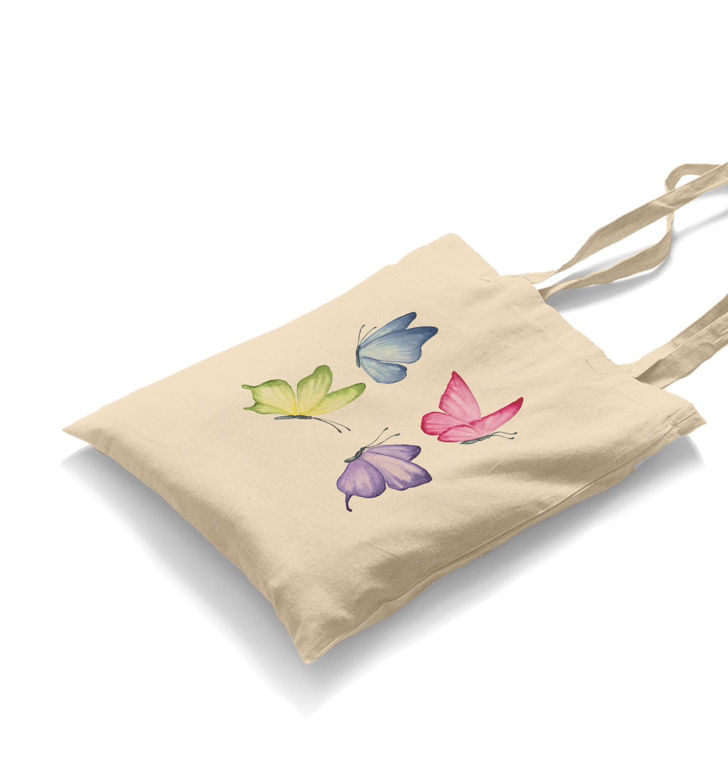 Colorful Butterflies White Canvas Totebag - Premium  from W.E.N.S. WIND - Just 4990! Shop now at W.E.N.S. WIND