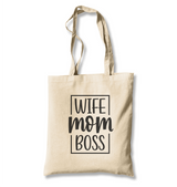 Wife Mom Boss White Canvas Totebag - Premium  from W.E.N.S. WIND - Just 4990! Shop now at W.E.N.S. WIND