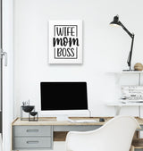 Wife Mom Boss White Canvas Wall Art 35x40cm - Premium  from W.E.N.S. WIND - Just 7990! Shop now at W.E.N.S. WIND